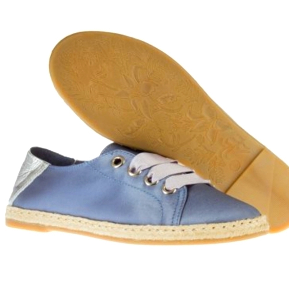 NEW! PAJAR Elina Blue Satin  Espradrille Sneaker Flats Ribbon Laces 6.